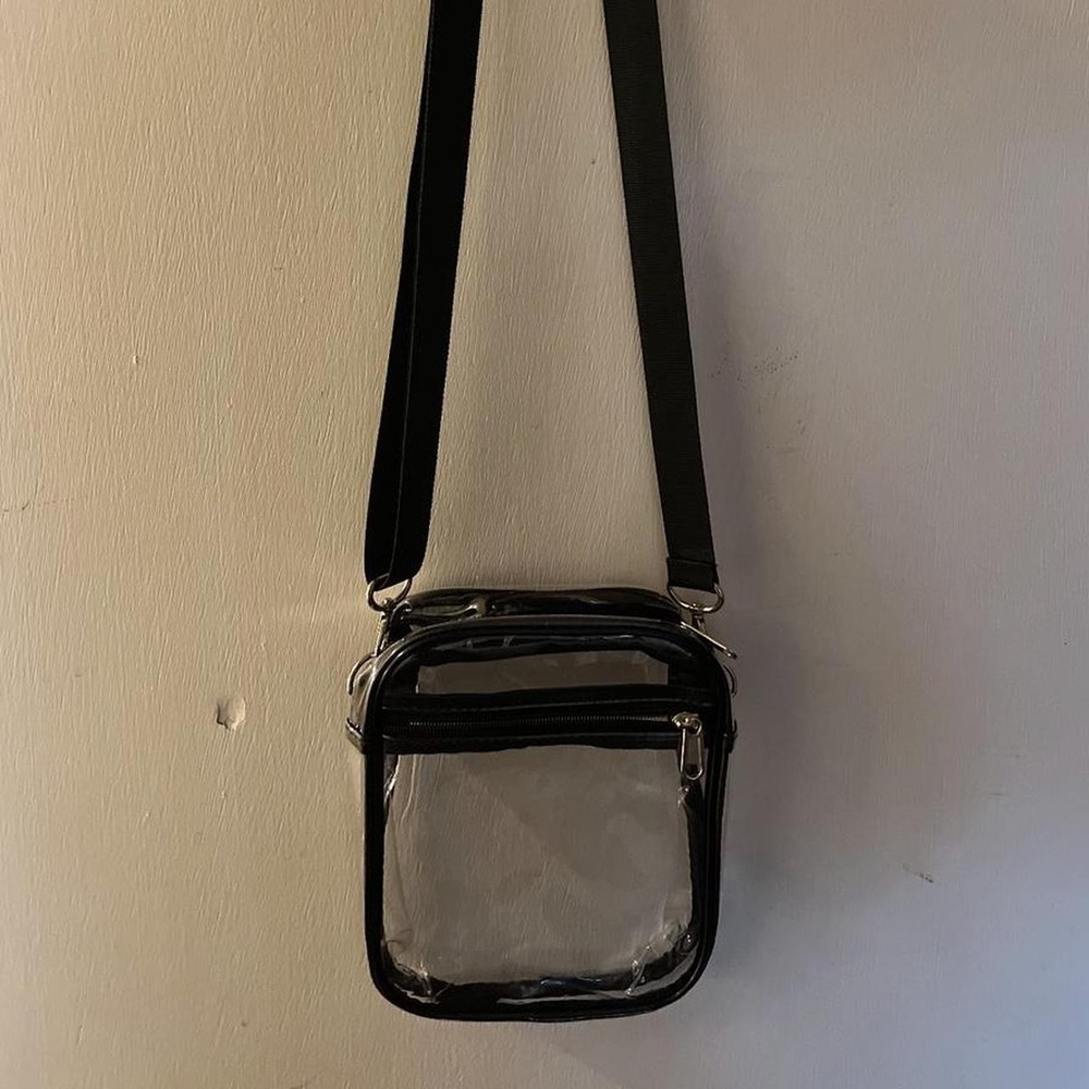Black shoulder bag‎ with clear pouch